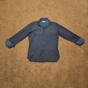Ted Baker Shirt Mens 16 34/35 Endurance  Navy Flip Cuff